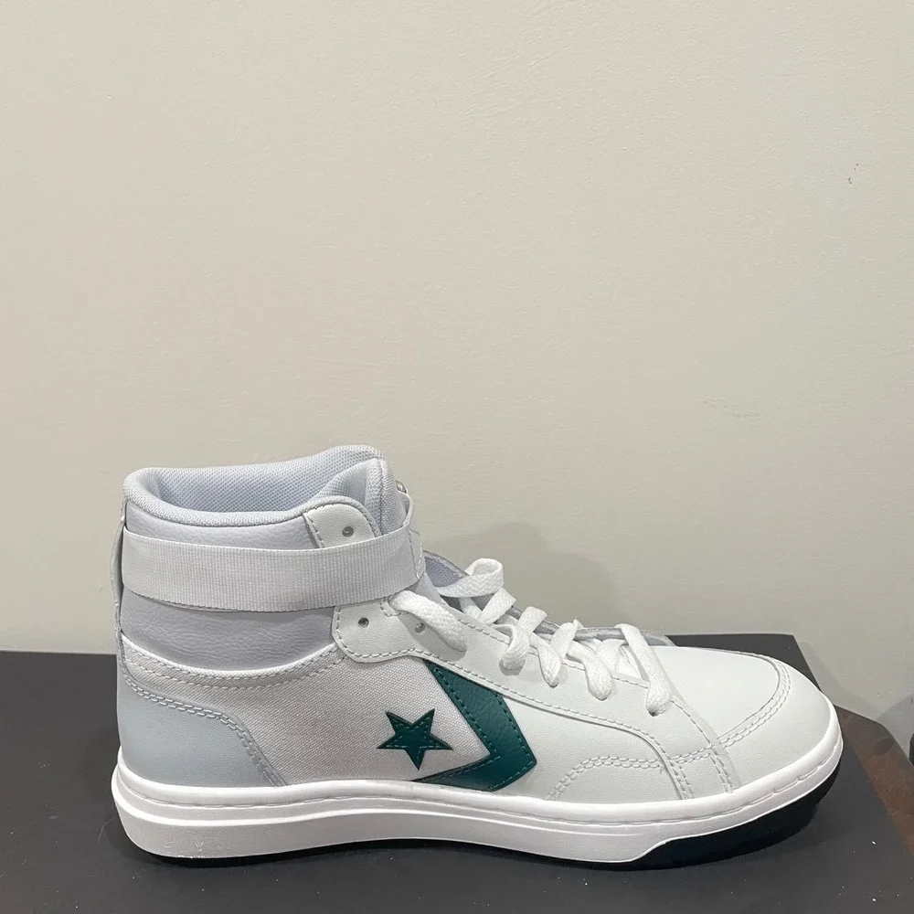 Converse Pro Blaze V2 Mid Top White Green Leather Sneakers A05595C Mens 8 Wo 9.5 - Picture 2 of 7